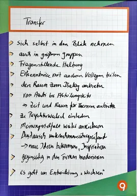 Handgeschriebene Notizen mit Titel Transfer auf Karopapier