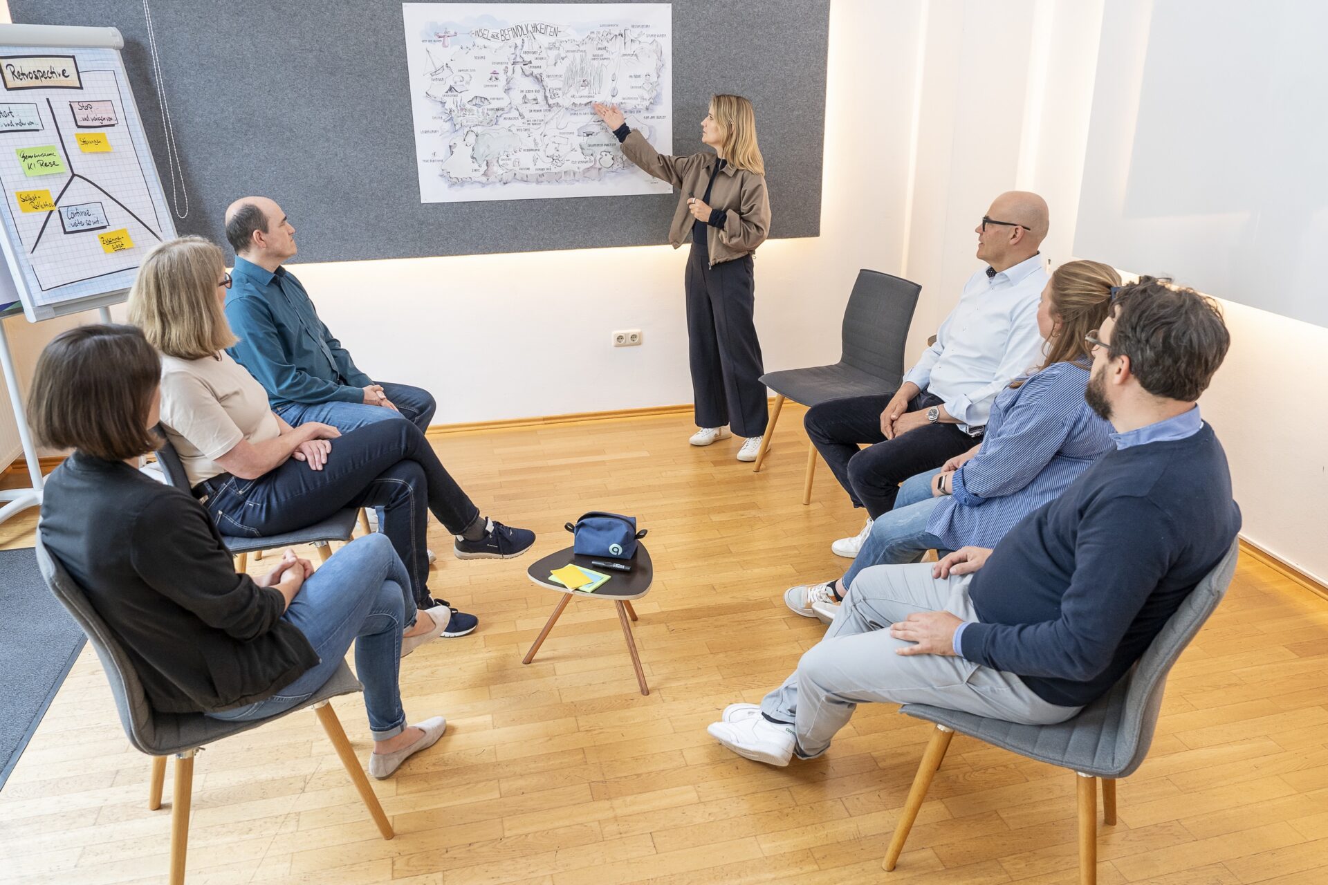 Team-Workshop mit Präsentation im modernen Besprechungsraum