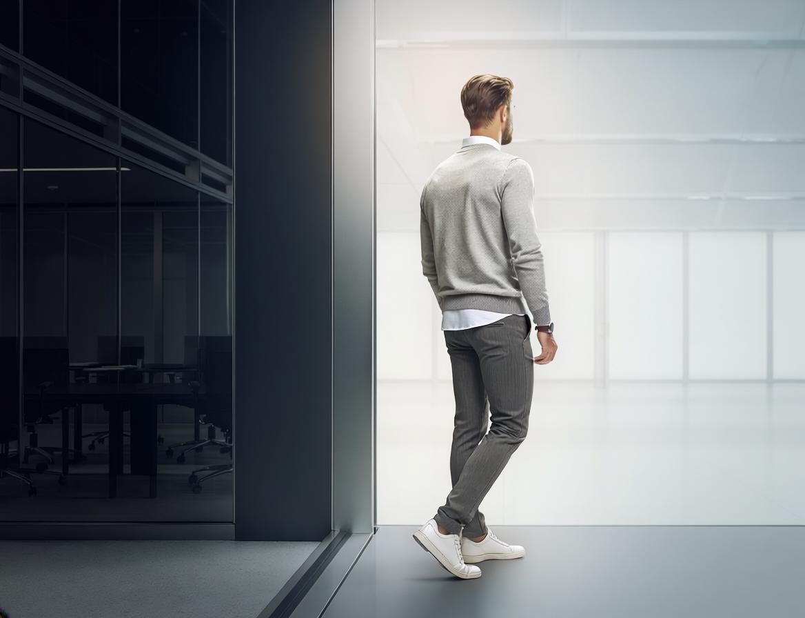Elegant gekleideter Mann im modernen Bürogebäude