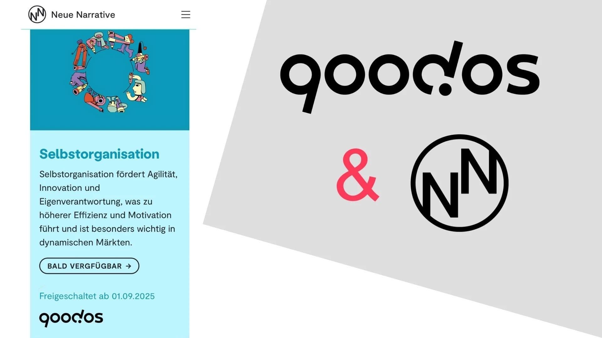 Logos von goodos und Neue Narrative, Selbstorganisation